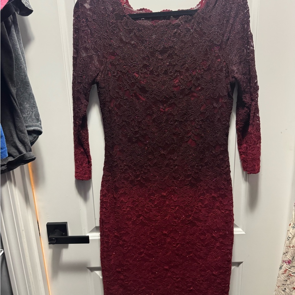 Elegant Burgundy Lace Dress